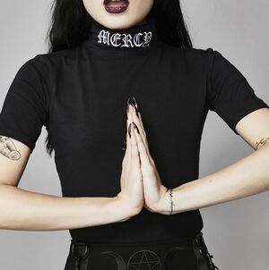 Widow Lord Have Mercy Black Mock Neck Top